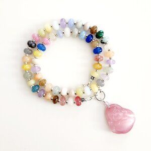 HAPPY BUDDHA MIXED GEMSTONE NECKLACE -18 INCHES